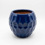 Pot en Céramique Bleu Relief Alvéolé 30cm