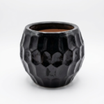Pot en Céramique Noir Relief Alvéolé 30 Cm